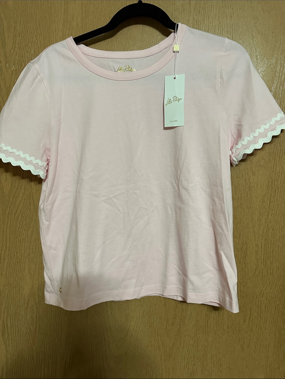 Lilly Pulitzer Clairmont “pink muse”ric rac trimmed knit tee